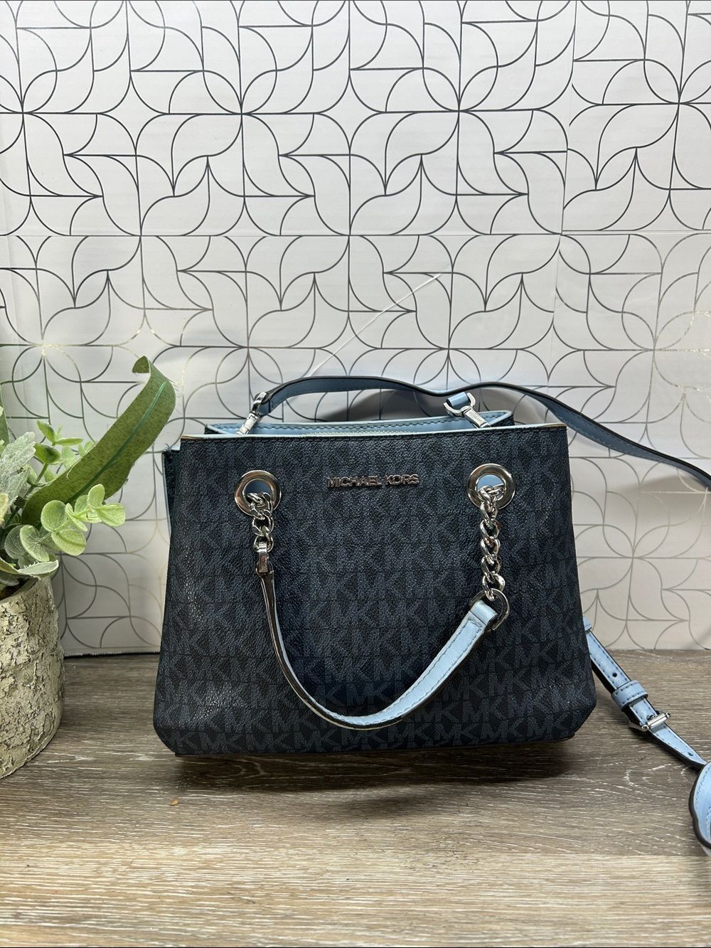9386 Michael Kors jet set blue satchel 269399386